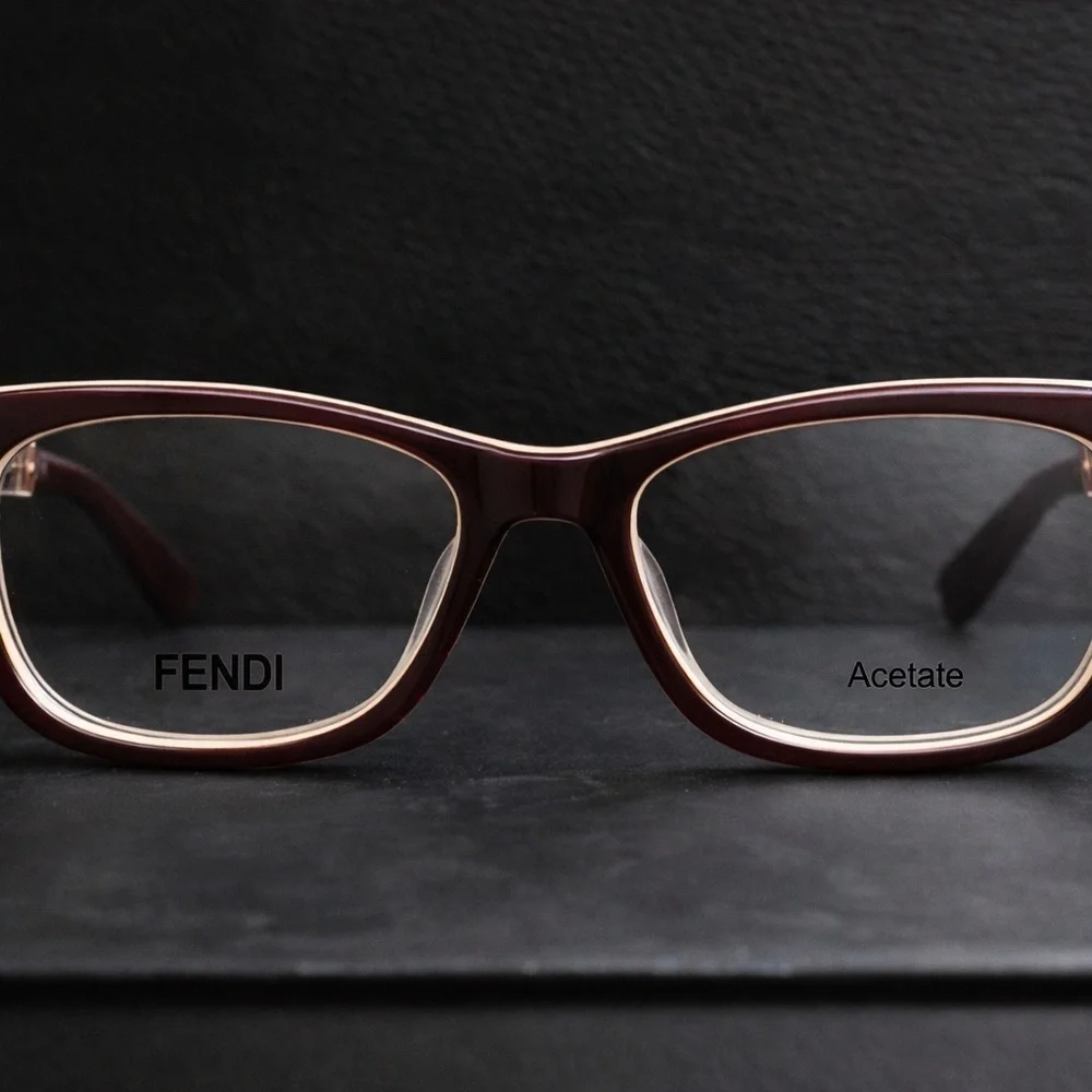 Fendi FF0256 Acetate Eyeglasses Burgundy Ivory 52-18-140 New Authentic